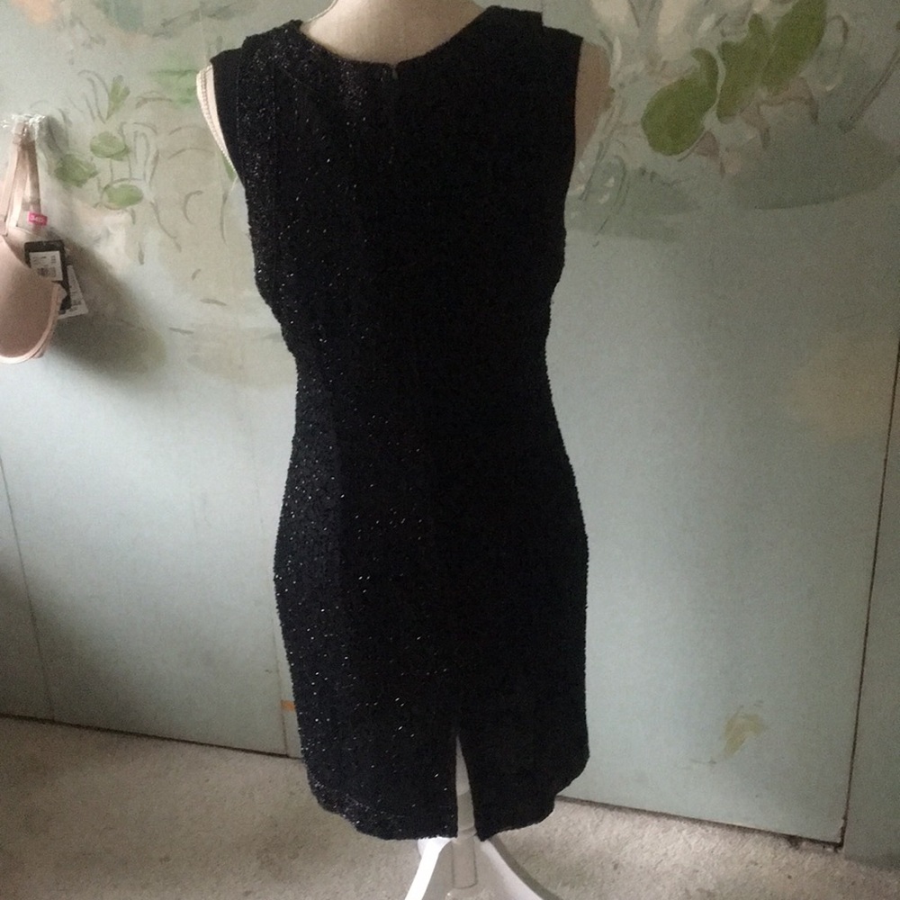 Laurence Kazar NEW YORK black beaded lined cocktail dress 100% silk - Picture 5 of 8